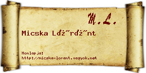 Micska Lóránt névjegykártya